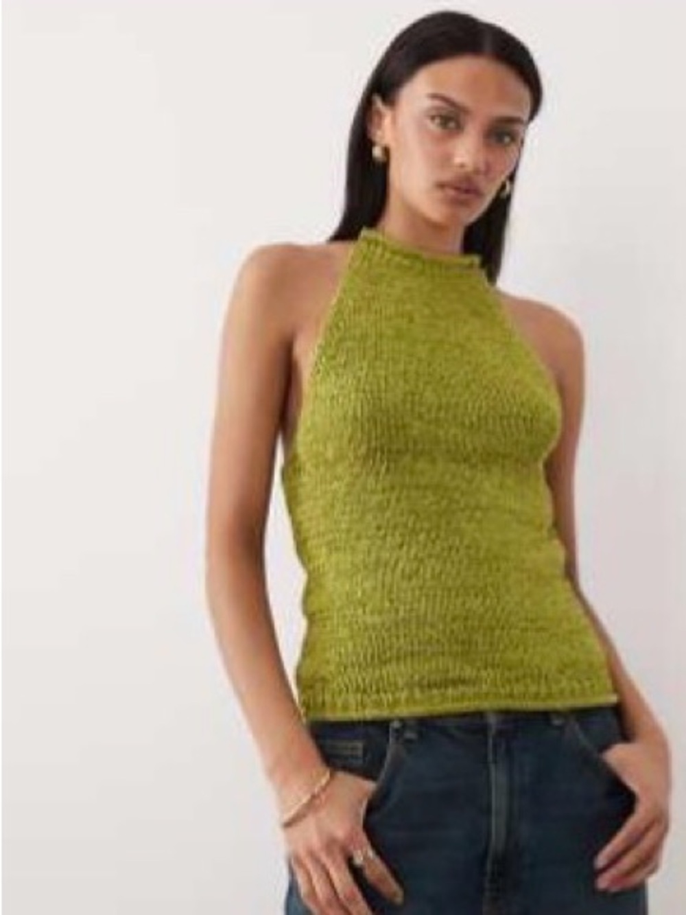 ASOS Green chartreuse knit halter top Worn once!